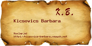 Kicsovics Barbara névjegykártya